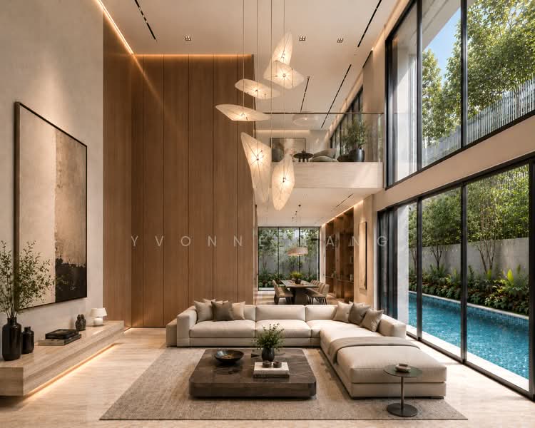 ❤️ CHANCERY / DYSON ❤️ Brand New Semi-D ❤️ 1km ACS, SJI, CHIJ, Dyson Road, Chancery Road, 5 Bedrooms, 8,277 sqft, Semi-Detached House For Sale, by Yvonne Tang, 500182277 - Grand Living Room with 5m Ceiling Height - PropertyGuru.com.sg