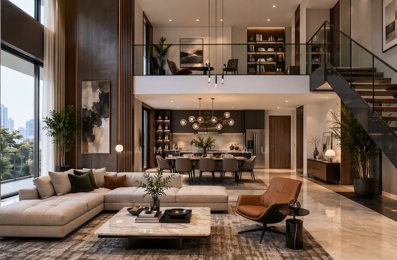 New Listing! Brand new! Huge semi d with mezzanine with lift and swimming pool!, , 8 Bedrooms, 7,700 sqft, Semi-Detached House For Sale, by James Jau, 500183001 - Living Room - PropertyGuru.com.sg