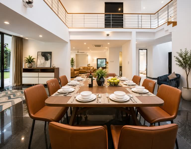 ⭐️RARE DUAL FRONTAGE MODERN 2-STY DETACHED @ GCBA RAFFLES PARK⭐️1 KM OF RGPS⭐️VERY WIDE FRONTAGE⭐️, Oriole Crescent Ash Cassia Sunset Pine Linden Vanda Eng Neo Greenmead Greenview Greenpark Hillcrest Watten Shelford Senandong Swiss Club Binjai Kampong Chantek Chee Hoon Camden Kheam Hock Trevose Camborne Narooma Dalkeith Harlyn Berrima Merryn Tudor, 7 Bedrooms, 8,200 sqft, Detached House For Sale, by Damian Tan 陈係赈, 500184344 - Dining Room - PropertyGuru.com.sg