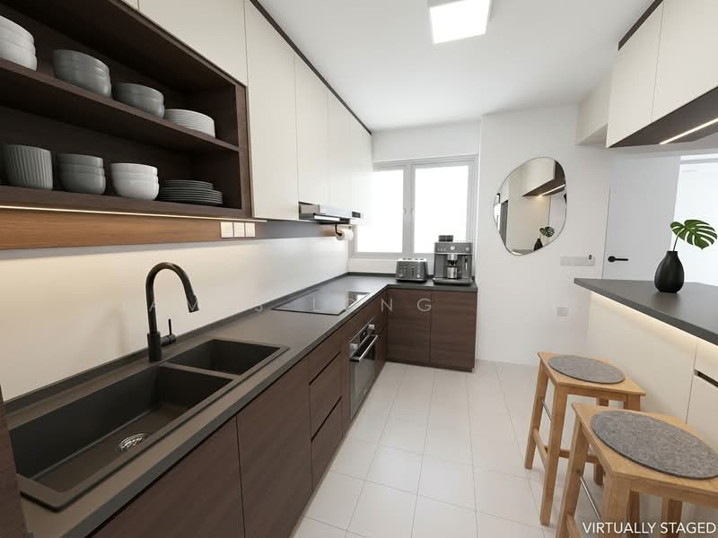 162B Rivervale Crescent, 162B Rivervale Crescent, 3 Bedrooms, 1,001 sqft, HDB Flat For Sale, by James Long 龙劲元, 500185996 - Kitchen - virtually staged - PropertyGuru.com.sg