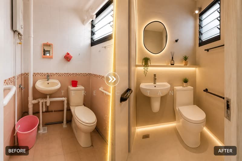 745 Yishun Street 72, 745 Yishun Street 72, 2 Bedrooms, 721 sqft, HDB Flat For Sale, by Terence Tan, 500186549 - Bathroom Potential Before after - PropertyGuru.com.sg