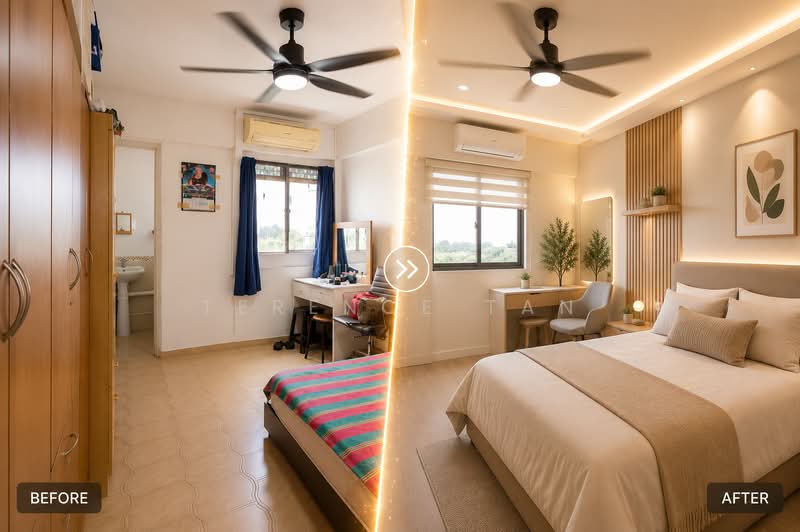 745 Yishun Street 72, 745 Yishun Street 72, 2 Bedrooms, 721 sqft, HDB Flat For Sale, by Terence Tan, 500186549 - Bedroom Potential Before after - PropertyGuru.com.sg
