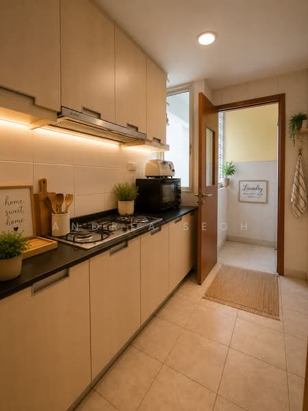 Sunglade, 1 Serangoon Avenue 2, 2 Bedrooms, 1,109 sqft, Condominium For Sale, by Andrea Seoh, 500187760 - Kitchen leading to yard & storeroom - PropertyGuru.com.sg