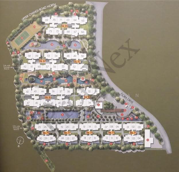 Hedges Park Condominium, 73 Flora Drive, Changi Airport / Changi Village, 3 Bedrooms, 1,076 sqft, Condominium For Sale, by Yeong Wei Jian, 500188114 - Site Plan - PropertyGuru.com.sg
