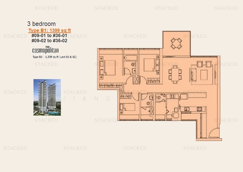 The Cosmopolitan, 200 Kim Seng Road, 3 Bedrooms, 1,399 sqft, Condominium For Rent, by Jiang Cihui, 500188700 - PropertyGuru.com.sg