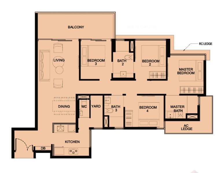 Kingsford Waterbay, 80 Upper Serangoon View, 4 Bedrooms, 1,216 sqft, Condominium For Sale, by Daphine Low, 500191909 - PropertyGuru.com.sg