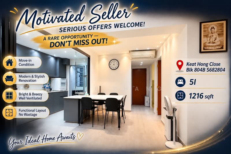 804B Keat Hong Close, 804B Keat Hong Close, Dairy Farm / Bukit Panjang / Choa Chu Kang, 3 Bedrooms, 1,216 sqft, HDB Flat For Sale, by Jane Phang, 500192254 - PropertyGuru.com.sg
