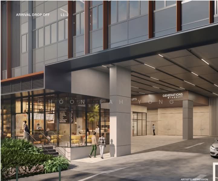 Generations @ Tannery, 71 Tannery Lane Tannery Lane, 6,300 sqft, Light Industrial (B1) For Sale, by Choon Fah Yong, 500192559 - Exterior view of ground floor F&B unit - CommercialGuru.com.sg