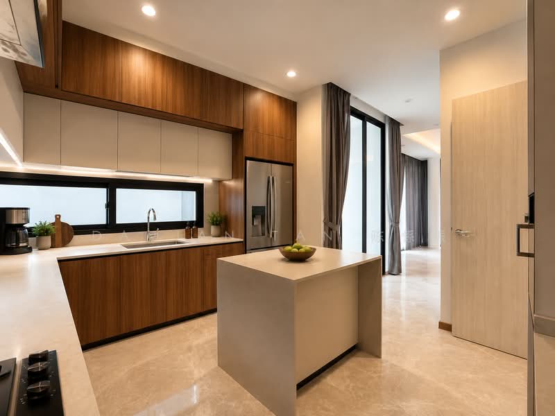 ⭐️1 KM OF MGS (PRIMARY) ⭐️LOWEST PSF BRAND NEW 2.5-STY W/ BASEMENT MODERN HOUSE @ HONG KONG PARK⭐️, Sian Tuan Avenue Hua Guan Wilmonar Yarwood Binjai Din Pang Bee San Stone Jalan Jambu Ayer Mawar Batu Kampong Chantek Swiss Club Holland Greenleaf Fir Redwood Maple Cypress Oak Cherry Lily Lasia Lemon Lotus Lantana Garlick Sixth Namly Lim Tai See Haji, 7 Bedrooms, 11,563 sqft, Detached House For Sale, by Damian Tan 陈係赈, 500193836 - Kitchen - PropertyGuru.com.sg