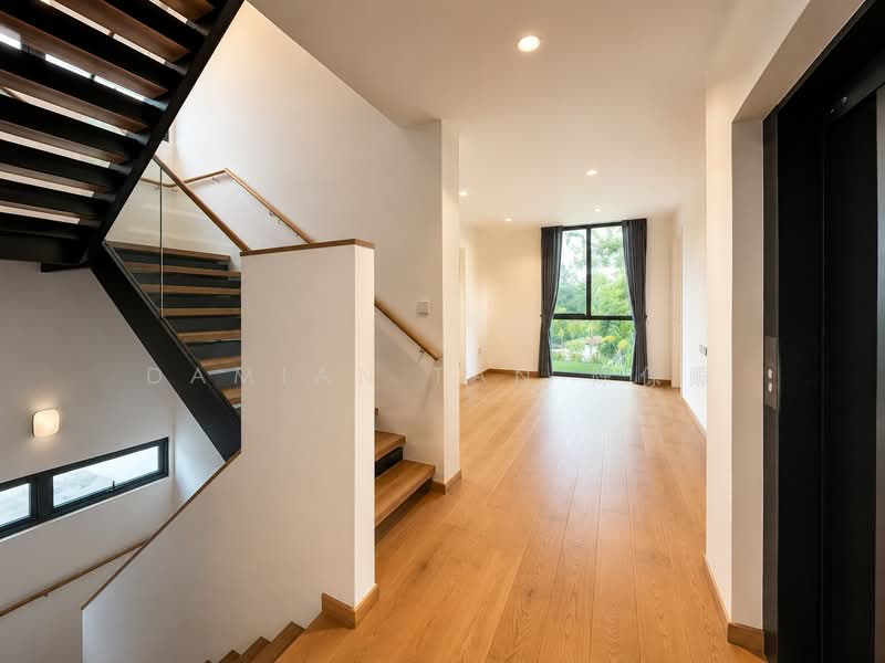 ⭐️1 KM OF MGS (PRIMARY) ⭐️LOWEST PSF BRAND NEW 2.5-STY W/ BASEMENT MODERN HOUSE @ HONG KONG PARK⭐️, Sian Tuan Avenue Hua Guan Wilmonar Yarwood Binjai Din Pang Bee San Stone Jalan Jambu Ayer Mawar Batu Kampong Chantek Swiss Club Holland Greenleaf Fir Redwood Maple Cypress Oak Cherry Lily Lasia Lemon Lotus Lantana Garlick Sixth Namly Lim Tai See Haji, 7 Bedrooms, 11,563 sqft, Detached House For Sale, by Damian Tan 陈係赈, 500193836 - Stairs - PropertyGuru.com.sg