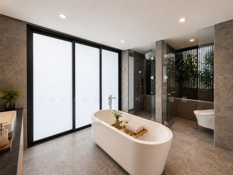 ⭐️1 KM OF MGS (PRIMARY) ⭐️LOWEST PSF BRAND NEW 2.5-STY W/ BASEMENT MODERN HOUSE @ HONG KONG PARK⭐️, Sian Tuan Avenue Hua Guan Wilmonar Yarwood Binjai Din Pang Bee San Stone Jalan Jambu Ayer Mawar Batu Kampong Chantek Swiss Club Holland Greenleaf Fir Redwood Maple Cypress Oak Cherry Lily Lasia Lemon Lotus Lantana Garlick Sixth Namly Lim Tai See Haji, 7 Bedrooms, 11,563 sqft, Detached House For Sale, by Damian Tan 陈係赈, 500193836 - Master Bath - PropertyGuru.com.sg