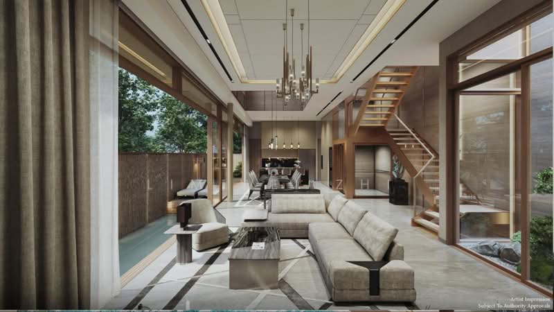 Freehold Linked Bungalow, , 6 Bedrooms, 5,900 sqft, Detached House For Sale, by Lim Wei Zhi, 500194105 - Living Room - PropertyGuru.com.sg