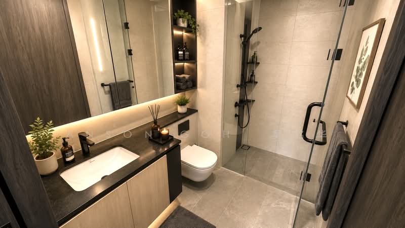 Jervois Mansion, 8 Jervois Close, 2 Bedrooms, 678 sqft, Condominium For Sale, by Anson Goh  吴铭华, 500194892 - Bathroom - Ai Edited - PropertyGuru.com.sg