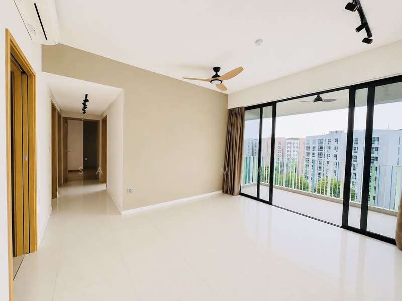The Jovell, 19 Flora Drive, 3 Bedrooms, 904 sqft, Condominium For Sale, by Sandy Lim 林莎莎, 500197382 - Living/Dining Room with Balcony - PropertyGuru.com.sg