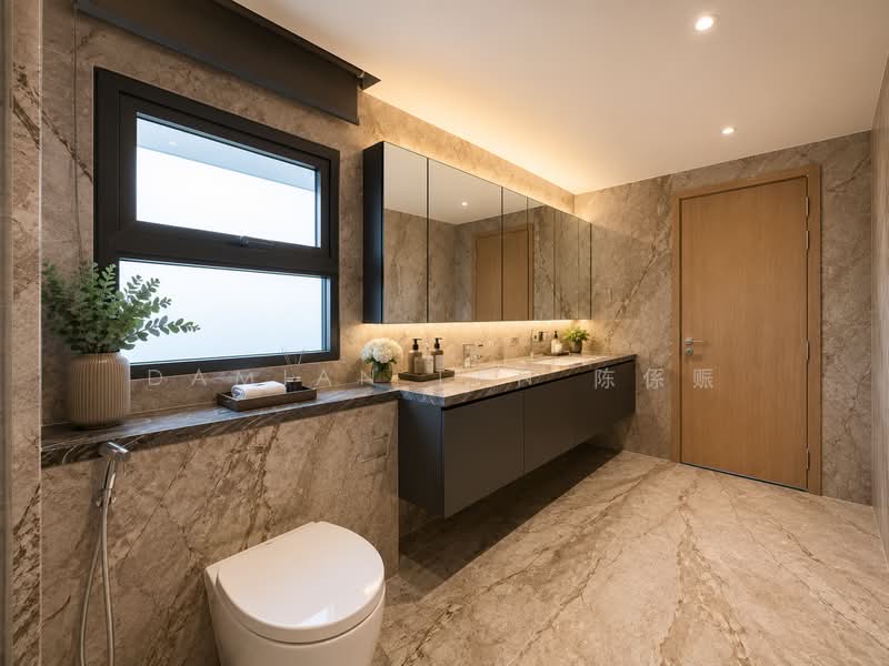 ⭐️LAST BRAND NEW TOP 3.5-STY CORNER TERRACE IN D11⭐️1 KM OF SJI JUNIOR⭐️NEAR NOVENA MRT & BUS STOP⭐️, Shrewsbury Road Buckley Gentle Gilstead Evelyn Chancery Barker Goldhill Mount Rosie Dyson Merlimau Tan Sim Boh Whitley Bo Seng Novena Utara Selatan Emerald Saunders Cairnhill Mutiara Hoot Kiam Arnap Kelawar Tupai Robin Fernhill Cambridge Carlisle, 6 Bedrooms, 6,926 sqft, Corner Terrace For Sale, by Damian Tan 陈係赈, 500200453 - Master Bath - PropertyGuru.com.sg