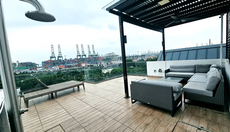 SeaSuites, 252 Pasir Panjang Road, 1 Bedroom, 517 sqft, Apartment For Rent, by Clara Heng, 500200521 - Roof Terr with Sea view - PropertyGuru.com.sg