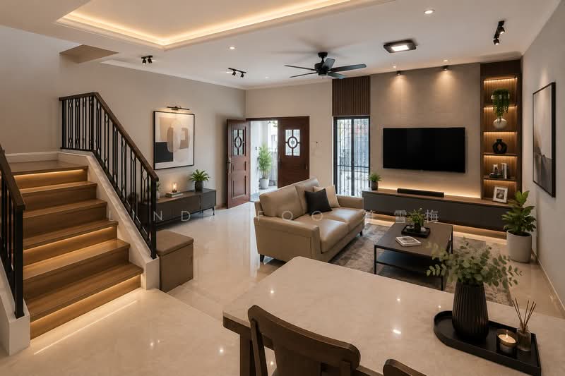 🌟🏡 Rare 8m Wide Frontage Tai Keng Garden Corner Terrace, , 5 Bedrooms, 3,920 sqft, Corner Terrace For Sale, by Linda Foo 符雪梅, 500205958 - Digitally enhanced Living Room - PropertyGuru.com.sg