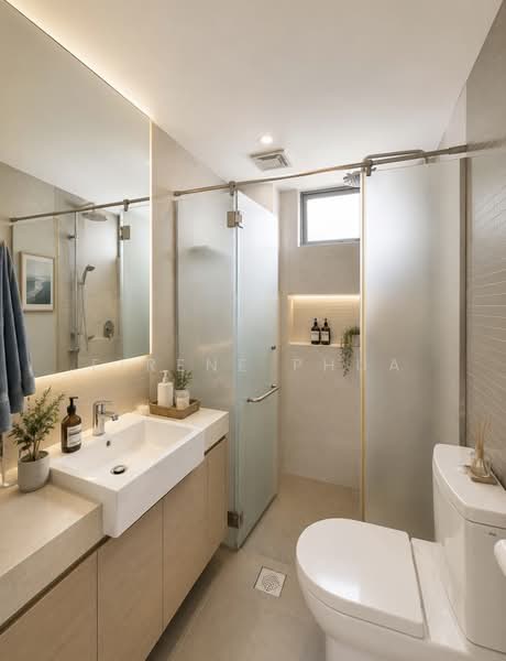 Emerald Park, 6 Indus Road, 2 Bedrooms, 947 sqft, Condominium For Sale, by Eirene Phua, 500206473 - Home Staging: Master Bathroom - PropertyGuru.com.sg