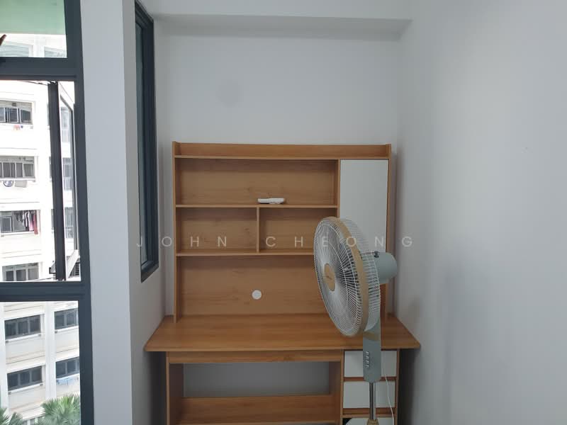 306B Tengah Drive, , Room Rental, 150 sqft, HDB Flat For Rent, by John Cheong, 500206554 - Study table with standing fan - PropertyGuru.com.sg