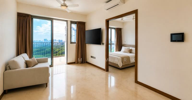 Queens Peak, 1 Dundee Road, 1 Bedroom, 431 sqft, Condominium For Rent, by Jemma Mark, 500207329 - Living Room - PropertyGuru.com.sg