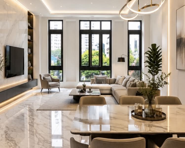 ⭐️⭐️LANDED7772 @ BRAND NEW TERRACE AT CAMBRIDGE, , 5 Bedrooms, 6,000 sqft, Terraced House For Sale, by Brandon Ng, 500209128 - Living Room - PropertyGuru.com.sg