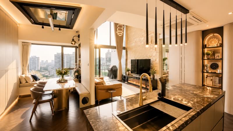 Newly Renovated Freehold Duplex With Stunning City Skyline View!, 1 Lincoln Road, 4 Bedrooms, 1,938 sqft, Condominium For Sale, by Peter Loh 彼得, 500209438 - Living Room - PropertyGuru.com.sg