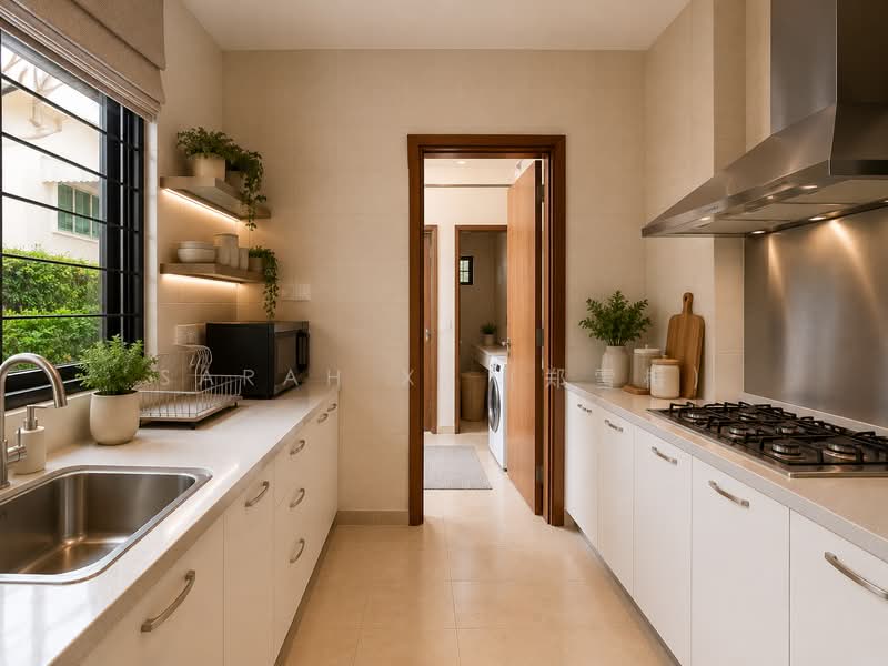 ✨King of the Hill — Elevated Semi D with Views, Wide Frontage & Basement, Mount Sinai / Holland Grove / Grove Drive, 5 Bedrooms, 5,000 sqft, Semi-Detached House For Sale, by Sarah X. (郑雪梅), 500210377 - Wet Kitchen - PropertyGuru.com.sg