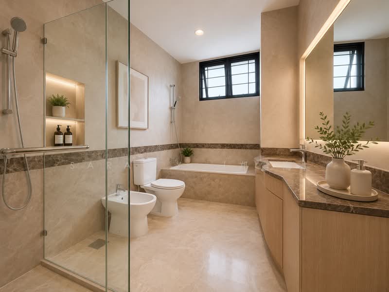 ✨King of the Hill — Elevated Semi D with Views, Wide Frontage & Basement, Mount Sinai / Holland Grove / Grove Drive, 5 Bedrooms, 5,000 sqft, Semi-Detached House For Sale, by Sarah X. (郑雪梅), 500210377 - Bathroom - PropertyGuru.com.sg