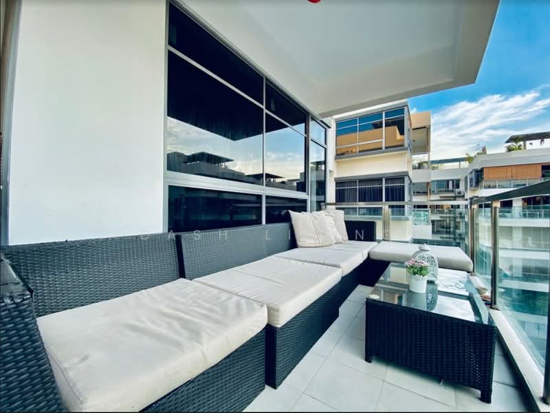 Atrium Residences, 1 Lorong 28 Geylang, 4 Bedrooms, 1,302 sqft, Apartment For Rent, by Dash Living, 500212286 - Spacious balcony with a pleasant pool vi - PropertyGuru.com.sg