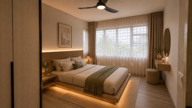 130B Lorong 1 Toa Payoh, 130B Lorong 1 Toa Payoh, 2 Bedrooms, 732 sqft, HDB Flat For Sale, by Eleanor Loke, 500212912 - Main Bedroom (3D visuals) - PropertyGuru.com.sg