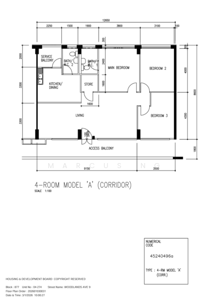 877 Woodlands Avenue 9, 877 Woodlands Avenue 9, Room Rental, 100 sqft, HDB Flat For Rent, by Marcus Ng, 500213787 - PropertyGuru.com.sg