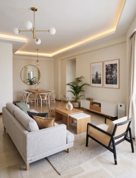 East Meadows, 32 Tanah Merah Kechil Road, 3 Bedrooms, 1,238 sqft, Condominium For Sale, by Jolene Chiang, 500213796 - Living Room - AI generated rendering - PropertyGuru.com.sg