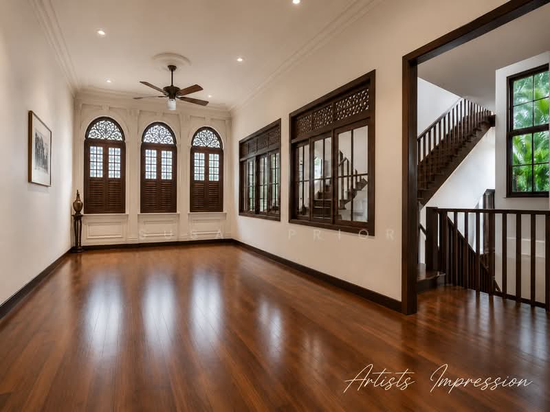 Emerald Hill With Carpark & Greenery, Emerald Hill Conservation Area, 5 Bedrooms, 2,800 sqft, Conservation House For Sale, by Susan Prior, 500213821 - Living Room - PropertyGuru.com.sg