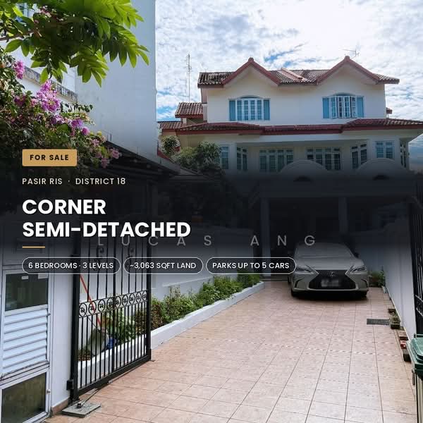 6-Bedroom Corner Semi-D | ~3,063 sqft Land | 5-Car Porch | Pasir Ris D18, , 6 Bedrooms, 4,320 sqft, Semi-Detached House For Sale, by Lucas Ang, 500214609 - Exterior - PropertyGuru.com.sg