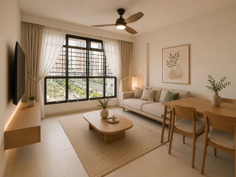 334C Anchorvale Crescent, 334C Anchorvale Crescent, 2 Bedrooms, 721 sqft, HDB Flat For Sale, by Alfa Affendi, 500215202 - Living Room - AI Illustration - PropertyGuru.com.sg