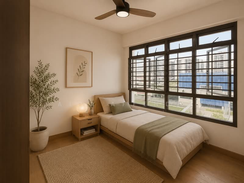 334C Anchorvale Crescent, 334C Anchorvale Crescent, 2 Bedrooms, 721 sqft, HDB Flat For Sale, by Alfa Affendi, 500215202 - Common Bedroom - AI Illustration - PropertyGuru.com.sg
