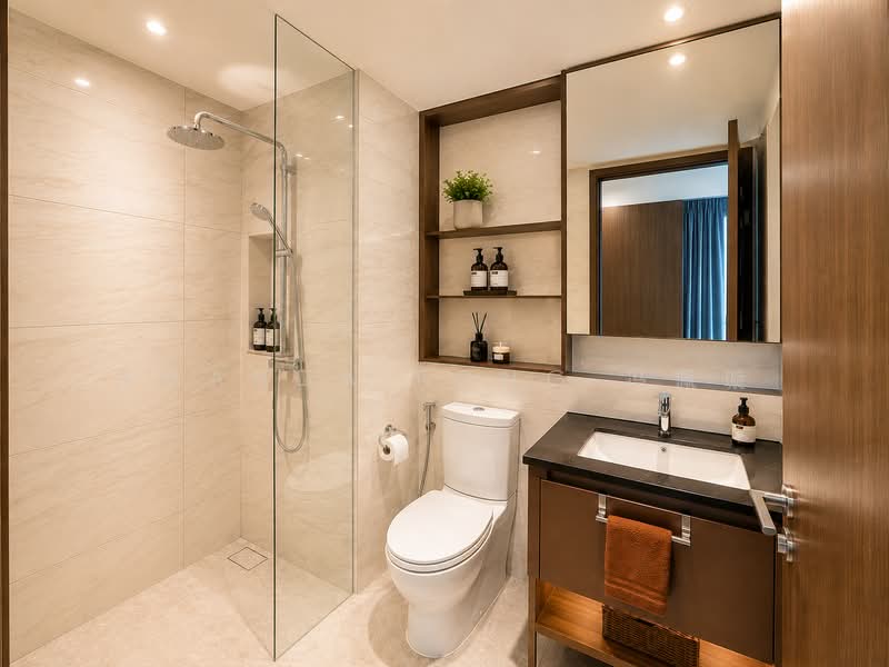 Cheap Modern 2-Bedroom + Study in Prime District D5! Well-Renovated, High Floor, Unblocked Views!, , 3 Bedrooms, 850 sqft, Condominium For Sale, by Amanda Fong 冯佩璇, 500215376 - Bathroom - PropertyGuru.com.sg