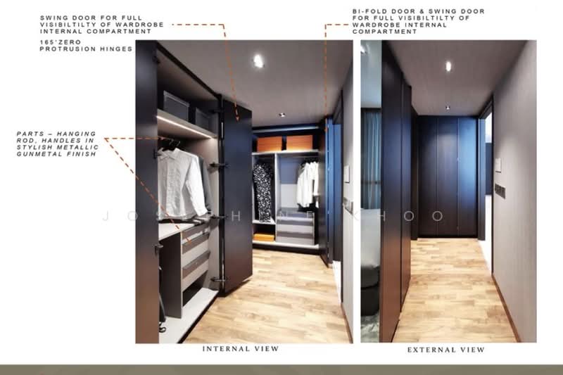 Hyll on Holland, 95 Holland Road, 3 Bedrooms, 1,055 sqft, Condominium For Sale, by Josephine Khoo, 500215428 - His & Hers Bespoke wardrobe in MBR - PropertyGuru.com.sg