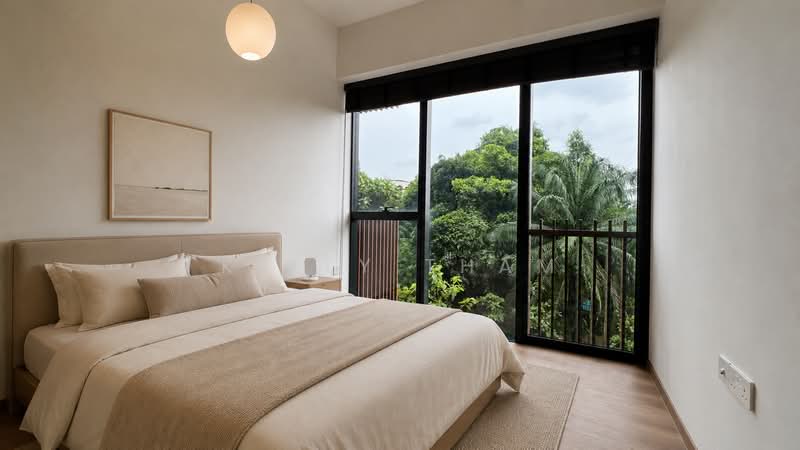 KI Residences At Brookvale, 14 Brookvale Drive, 3 Bedrooms, 861 sqft, Condominium For Sale, by Kelly Tham, 500215644 - Bedroom 3 (AI Furniture) - PropertyGuru.com.sg
