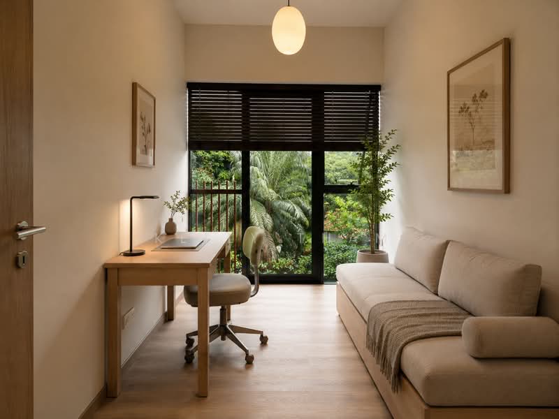 KI Residences At Brookvale, 14 Brookvale Drive, 3 Bedrooms, 861 sqft, Condominium For Sale, by Kelly Tham, 500215644 - Bedroom 2 (AI Furniture) - PropertyGuru.com.sg