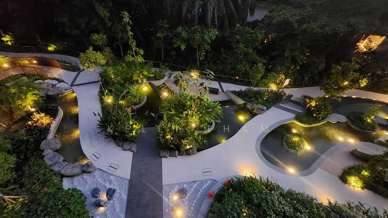 KI Residences At Brookvale, 14 Brookvale Drive, 3 Bedrooms, 861 sqft, Condominium For Sale, by Kelly Tham, 500215644 - Water Features at Dusk from Balcony - PropertyGuru.com.sg