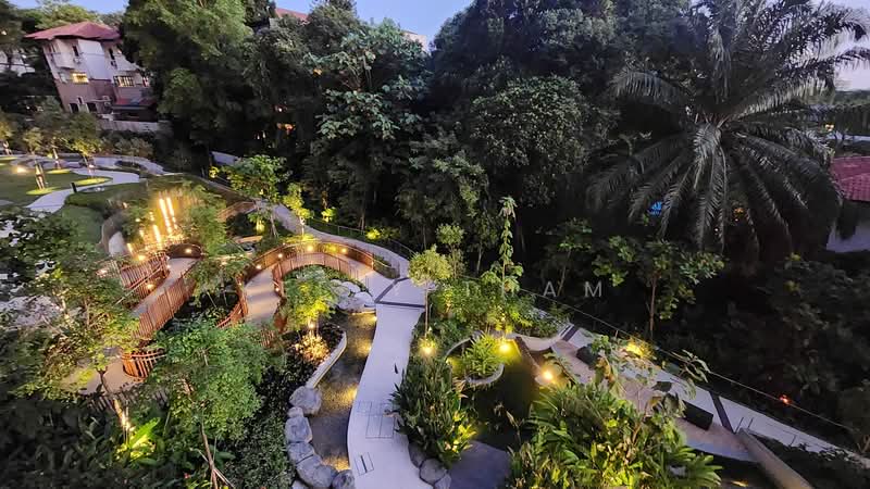 KI Residences At Brookvale, 14 Brookvale Drive, 3 Bedrooms, 861 sqft, Condominium For Sale, by Kelly Tham, 500215644 - Landscape at Dusk from Balcony - PropertyGuru.com.sg