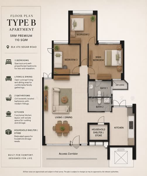470 Segar Road, 470 Segar Road, 3 Bedrooms, 1,184 sqft, HDB Flat For Sale, by Bryan Chng 庄文豪, 500216516 - PropertyGuru.com.sg