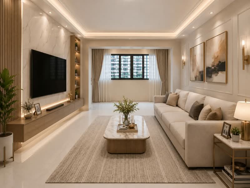 250A Compassvale Street, 250A Compassvale Street, 3 Bedrooms, 1,400 sqft, HDB Flat For Sale, by LB Toh, 500218333 - Living Room - AI furbished - PropertyGuru.com.sg