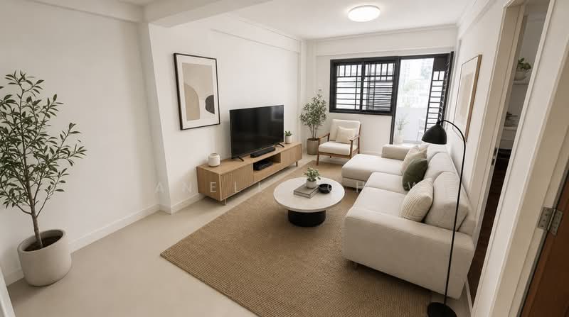 76 Lorong Limau, 76 Lorong Limau, 3 Bedrooms, 700 sqft, HDB Flat For Sale, by Janelle Chew, 500219374 - Living Room (AI) - PropertyGuru.com.sg