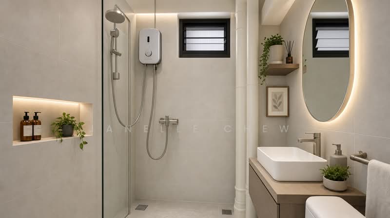 76 Lorong Limau, 76 Lorong Limau, 3 Bedrooms, 700 sqft, HDB Flat For Sale, by Janelle Chew, 500219374 - Shower (AI) - PropertyGuru.com.sg