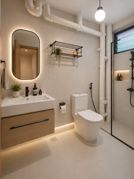 688 Jurong West Central 1, 688 Jurong West Central 1, 3 Bedrooms, 1,065 sqft, HDB Flat For Sale, by Dennis Goh, 500220569 - Bathroom - Artist’s impression - PropertyGuru.com.sg