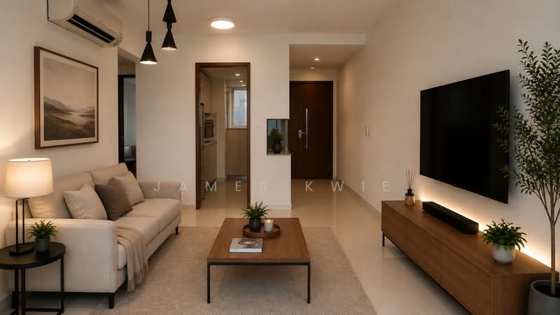 76 Shenton, 76 Shenton Way, 2 Bedrooms, 969 sqft, Apartment For Sale, by James Kwie, 500222115 - Living Room - PropertyGuru.com.sg