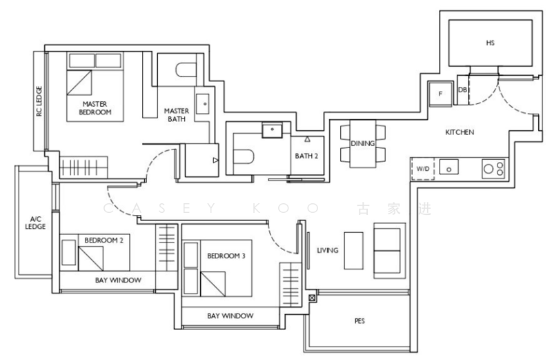 Sophia Meadow, 132 Sophia Road, 3 Bedrooms, 840 sqft, Condominium For Sale, by Casey Koo 古家进, 500223452 - PropertyGuru.com.sg