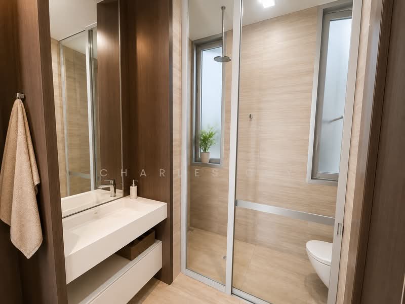 Seletar Park Residence, 19 Seletar Road, 2 Bedrooms, 1,076 sqft, Condominium For Sale, by Charles Goy, 500223857 - Master Bathroom (Digitally Decluttered) - PropertyGuru.com.sg